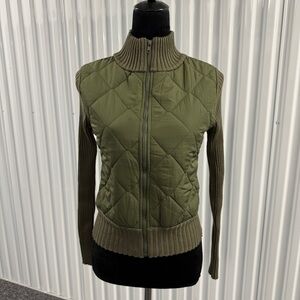 Madden Girl Women’s Green Quilted Nylon And Knit Sweater Size Small Juniors